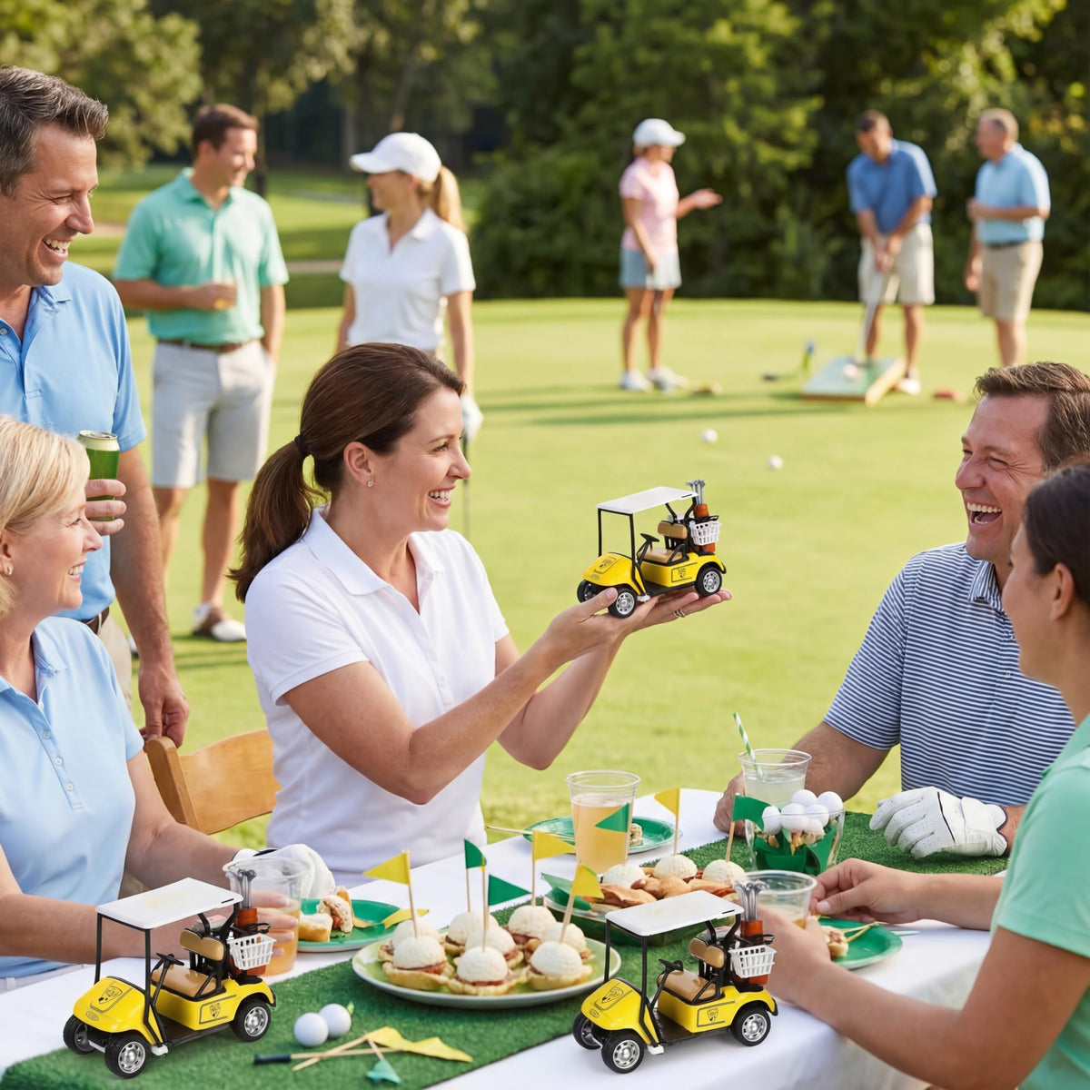 Jerify golf cart gift packaging display, perfect party favors.