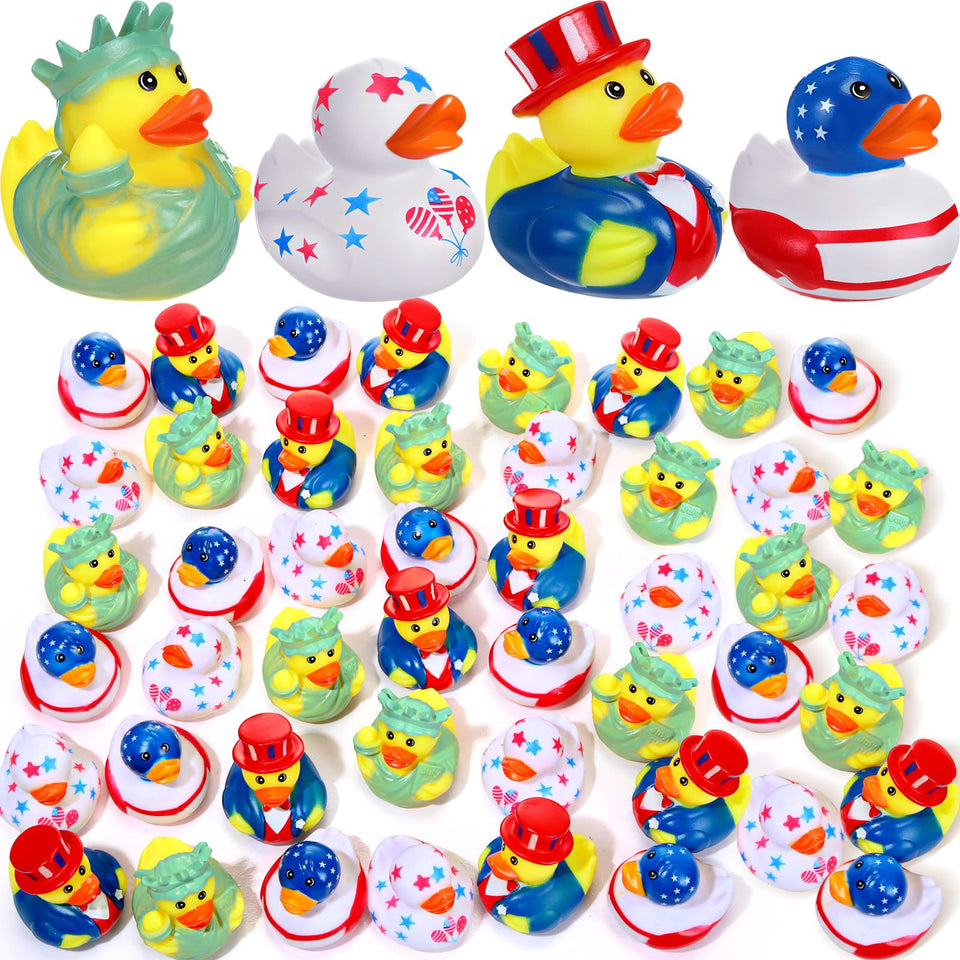 Jerify patriotic rubber duck in flag colors for festive bath time.
