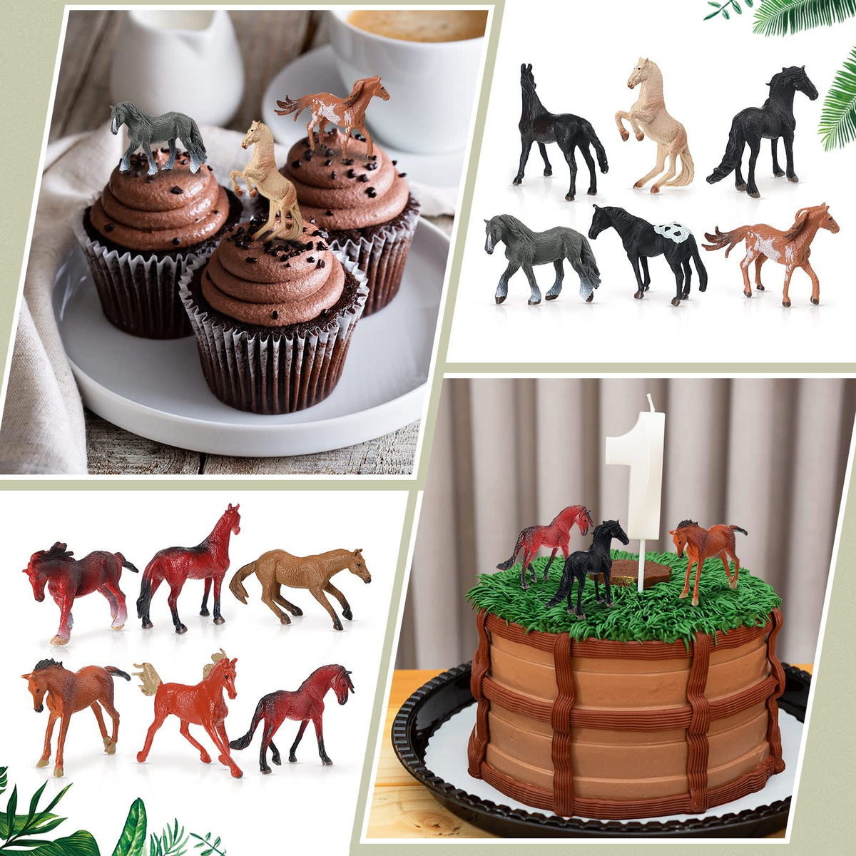 Jerify horse figures come in varied colors, great for colorful cake displays.