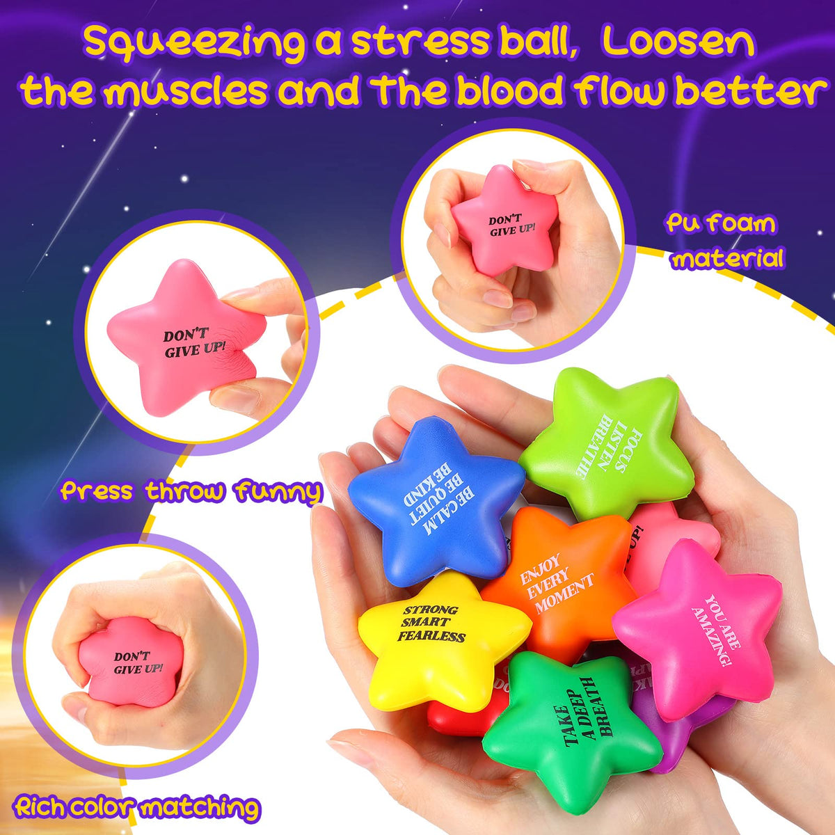 Jerify star stress ball light green with positive quote for resilience