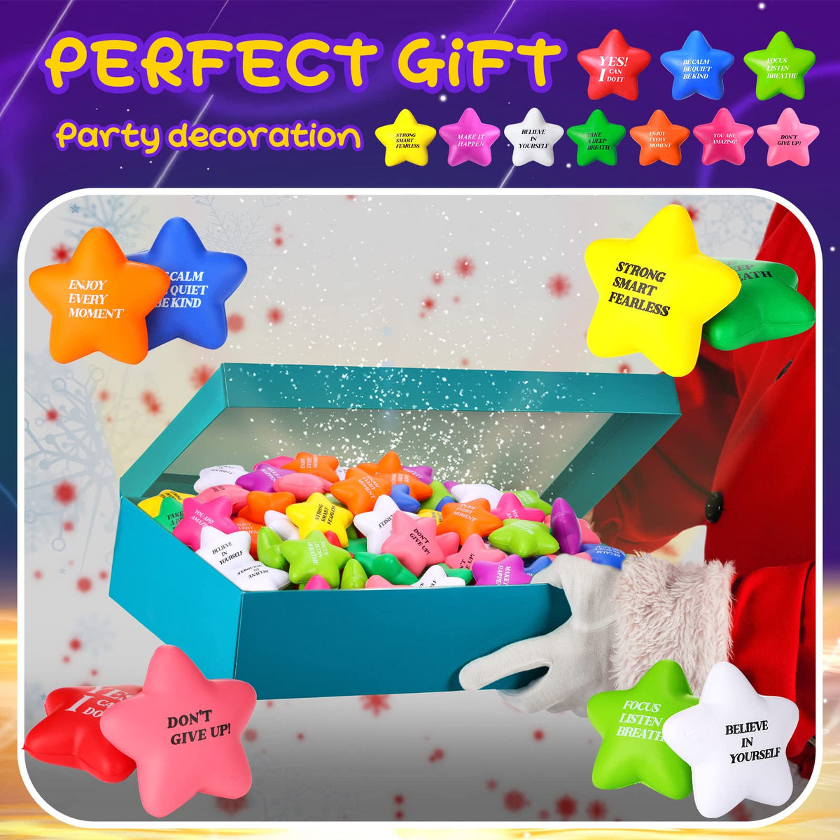 Jerify star stress ball white with inspiring message for concentration