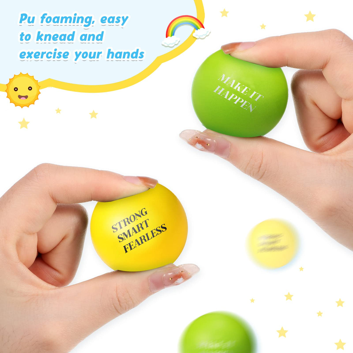 Jerify blue foam stress ball with quotes to support concentration