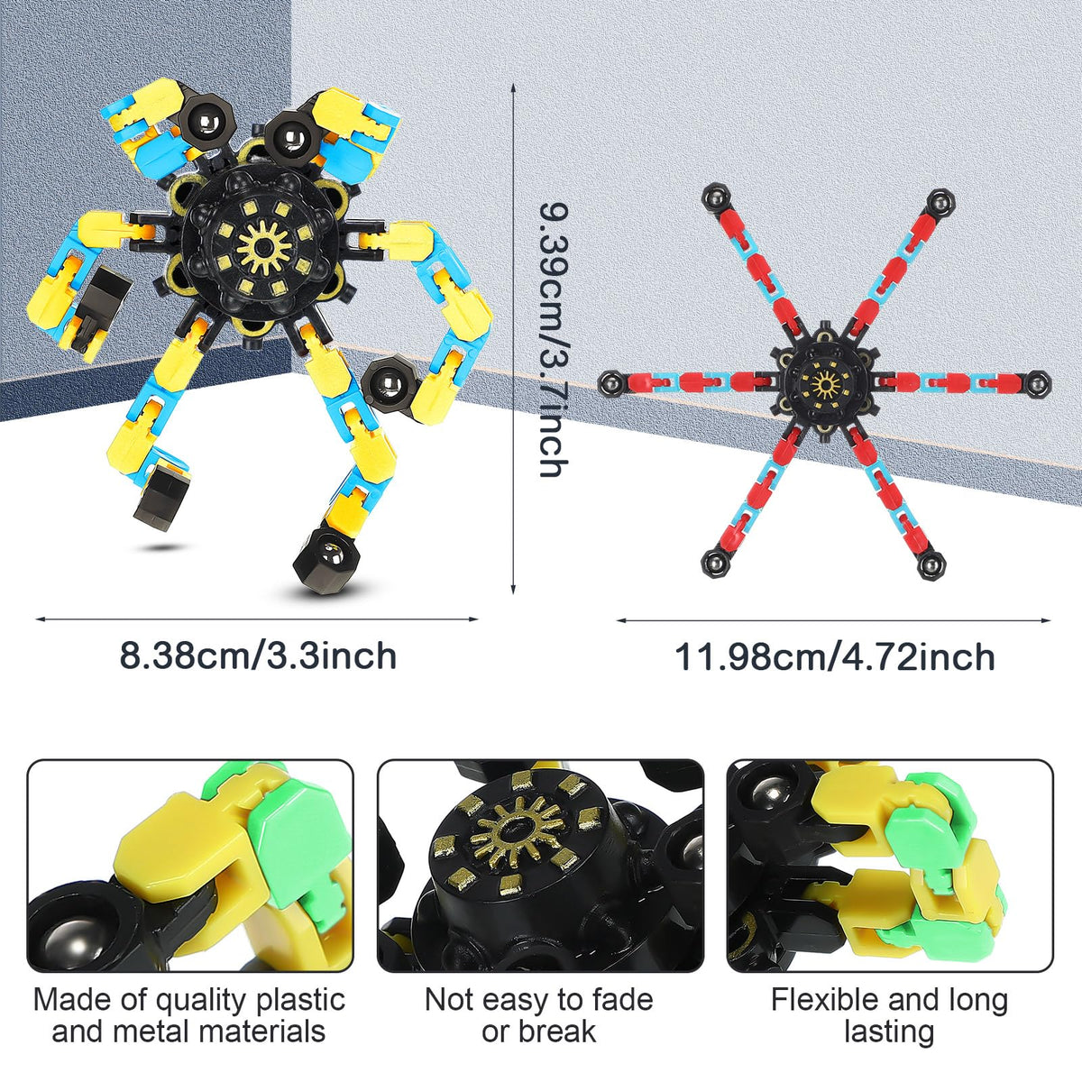 Close-up of Jerify transformable chain robot fidget folding action