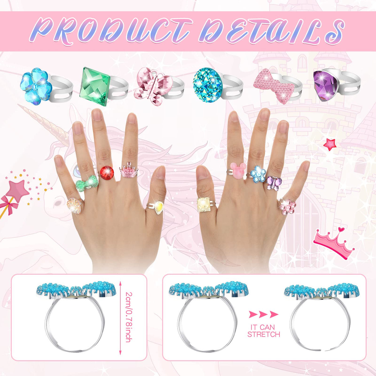 Jerify butterfly charm ring adds playful detail for pretend play.