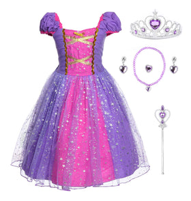 JerrisApparel girl princess dress front view highlights soft cotton for comfortable party wear