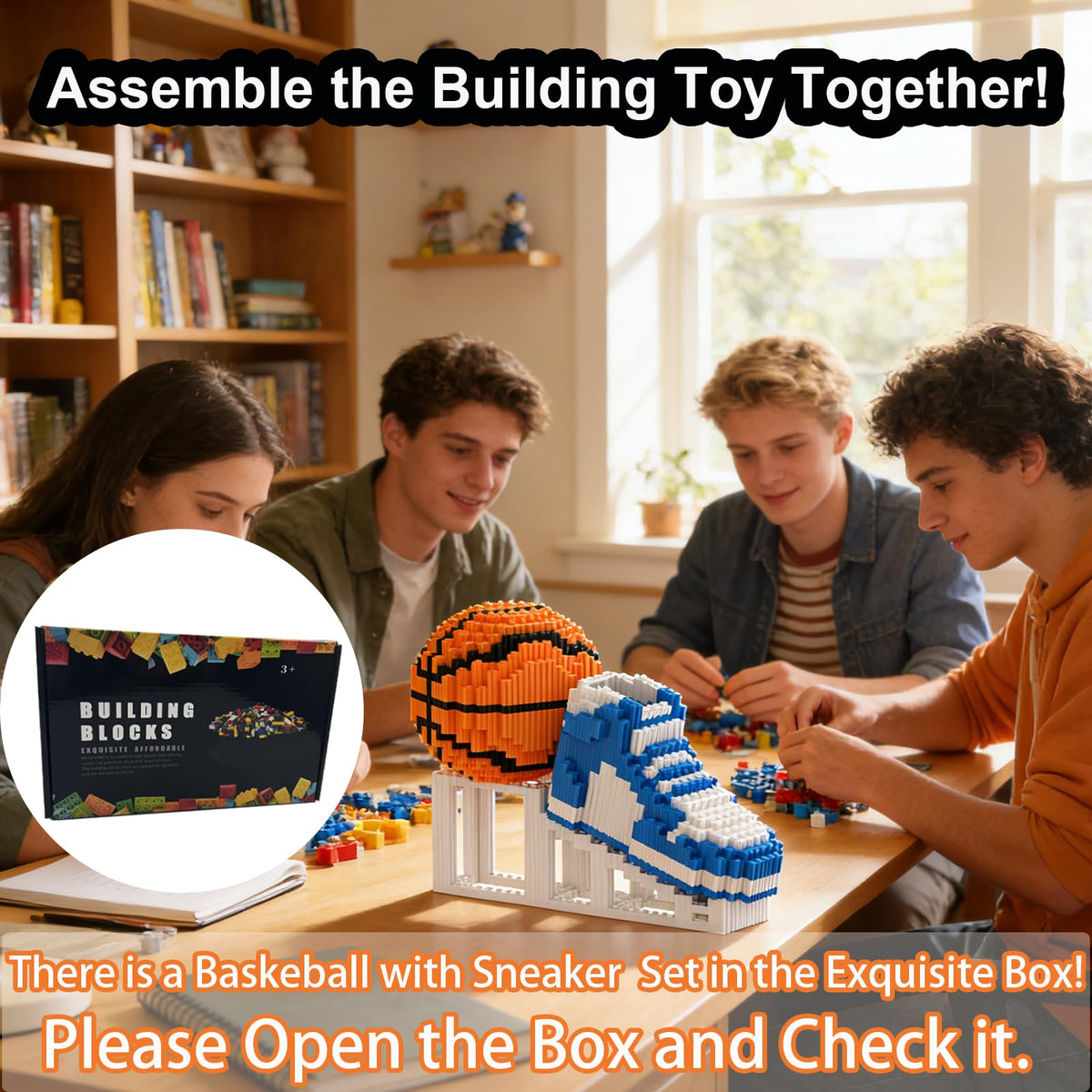 JESGO display stand with basketball blocks for tabletop décor.