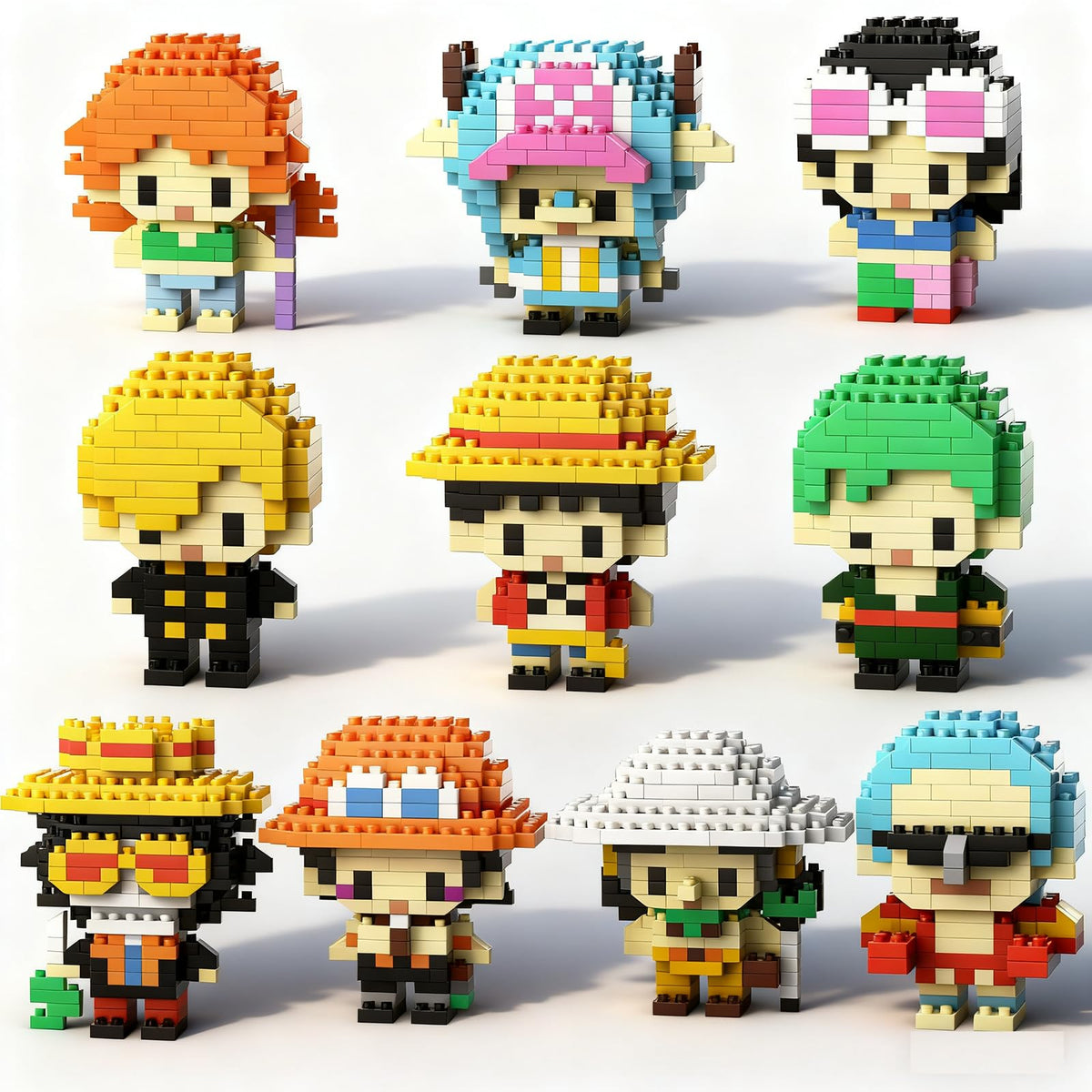 JESGO straw hat crew figures pack for display and imaginative play
