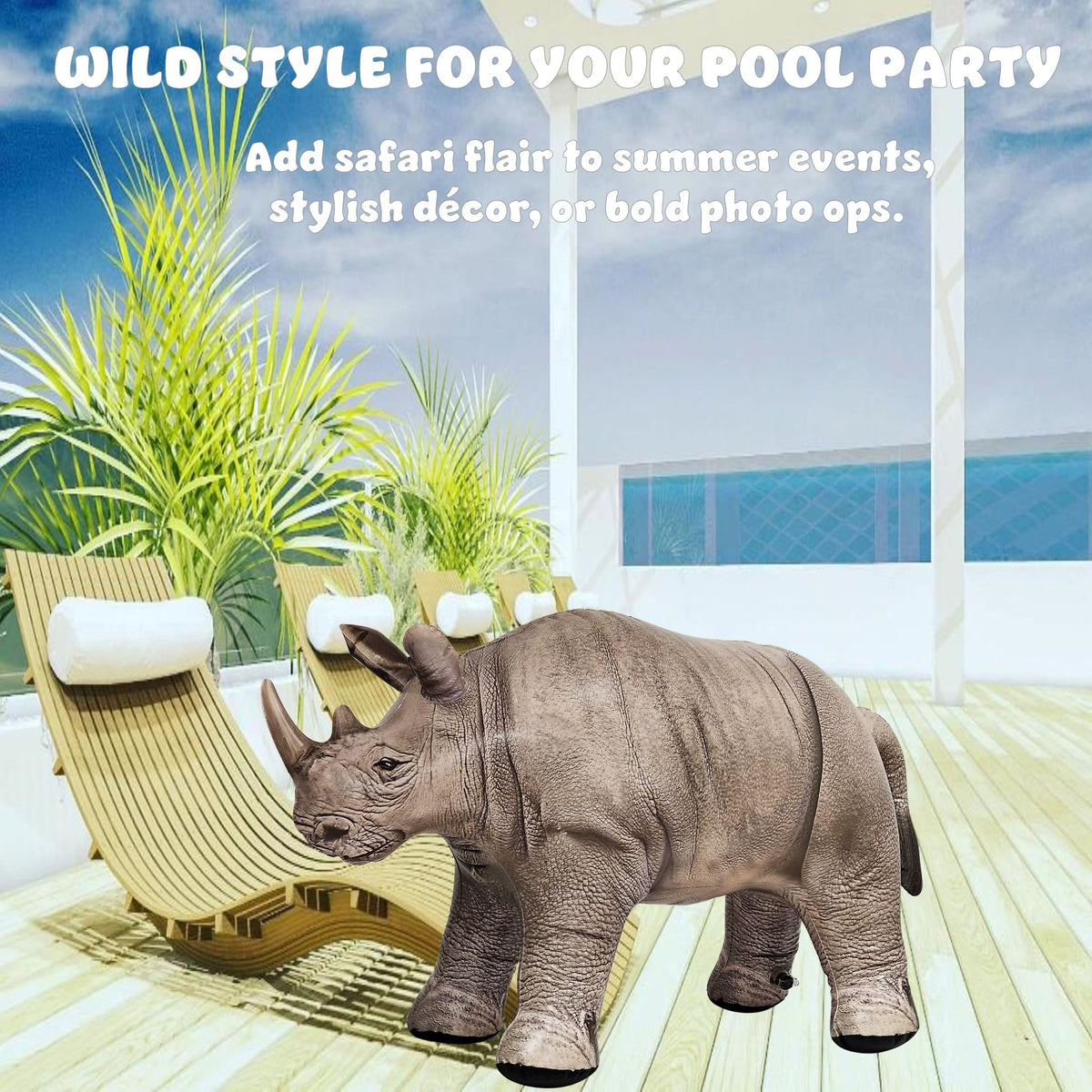 Jet Creations 36-inch rhino toy stands as a bold safari centerpiece.