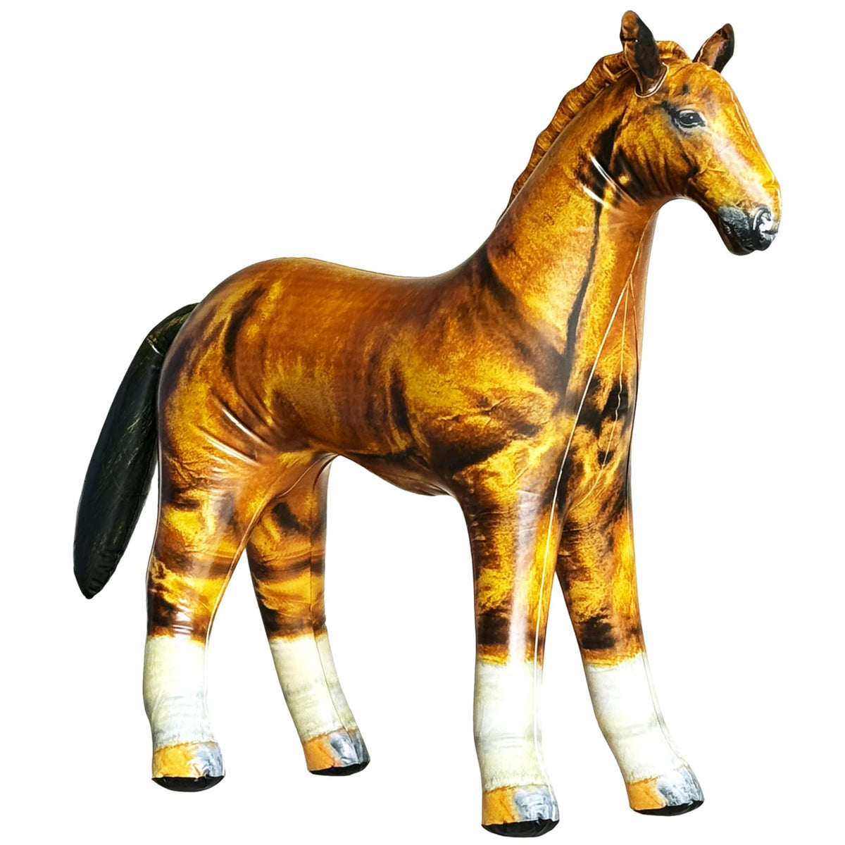 Jet Creations inflatable horse in golden-brown, full room view for decor and play