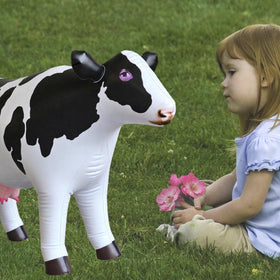 Jet Creations cow inflatable features colorful imprints for a realistic festive look.