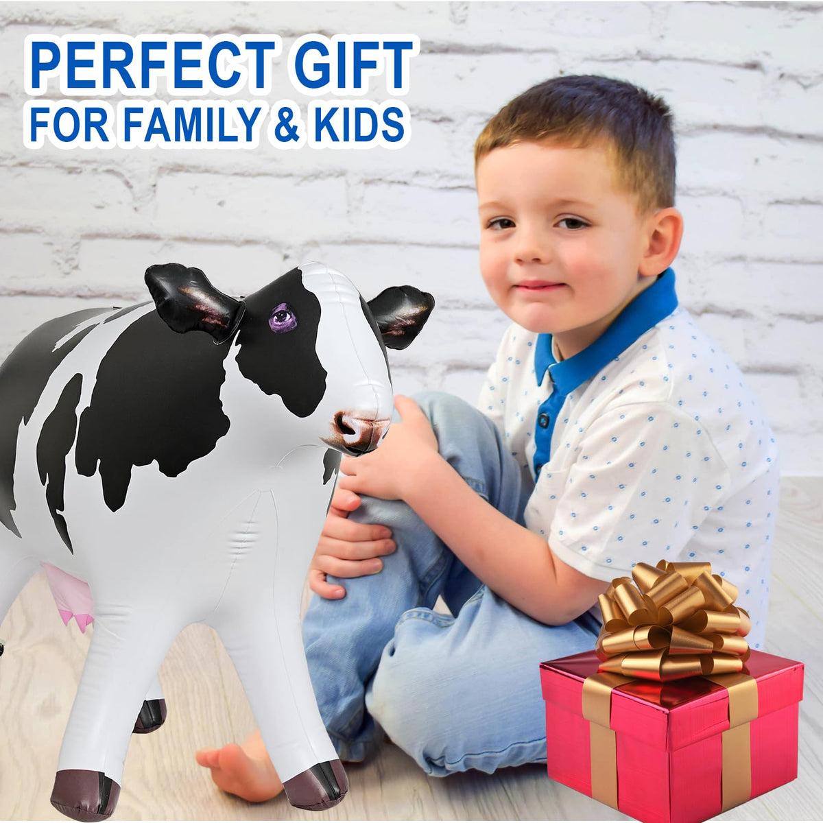 Jet Creations cow inflatable in outdoor setup enhances birthday celebration ambiance.