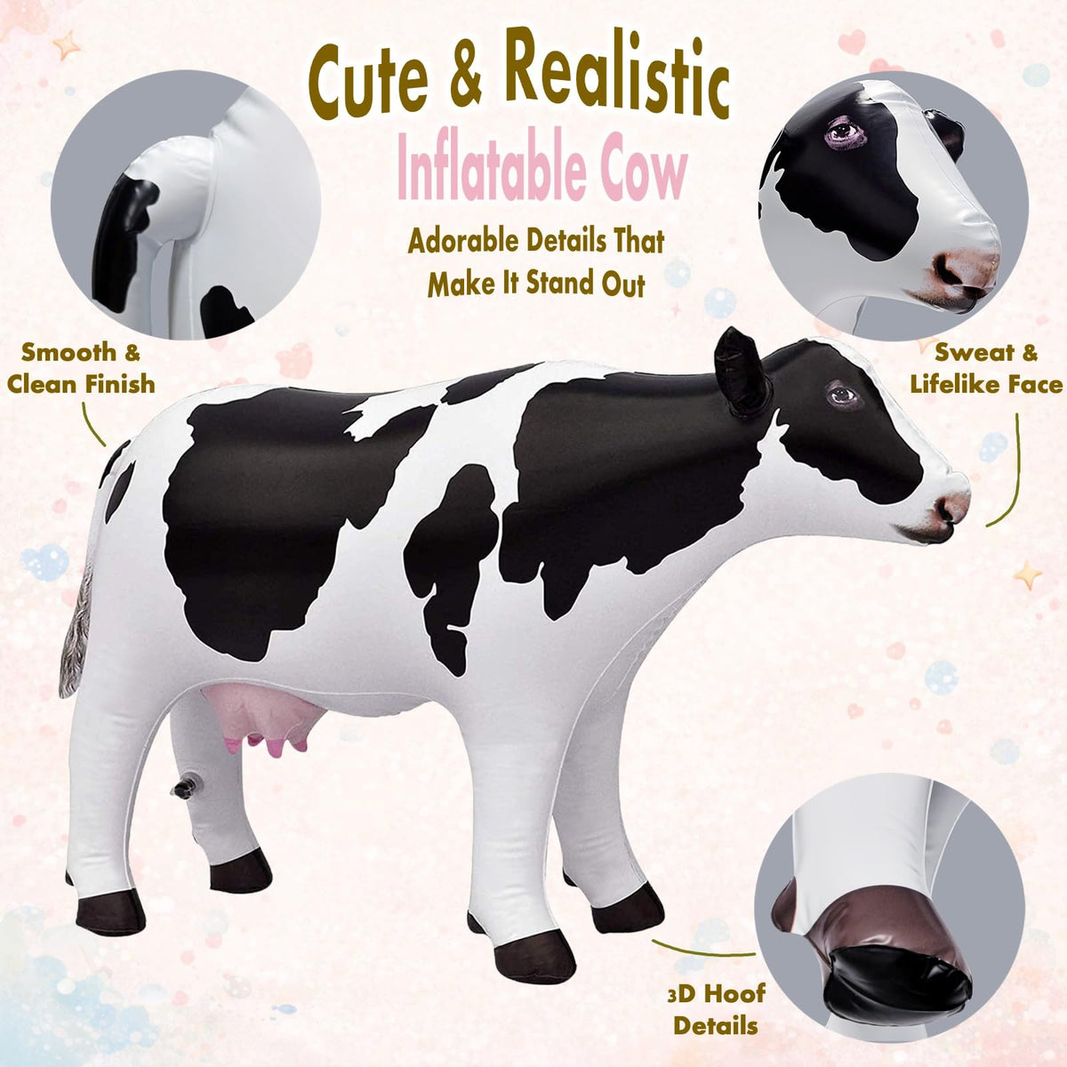 Jet Creations cow inflatable ready for pool parties with bright colors.