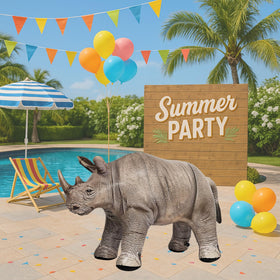 Jet Creations easy-inflate rhino toy quick setup for parties and classrooms.