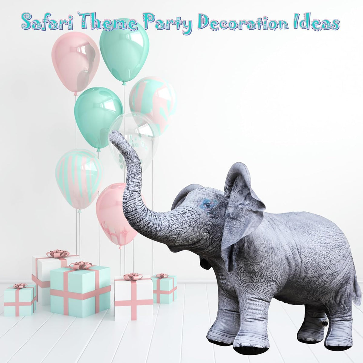 Jet Creations elephant inflatable front view ideal for photo booths.