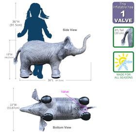 Jet Creations elephant inflatable as safari party décor.