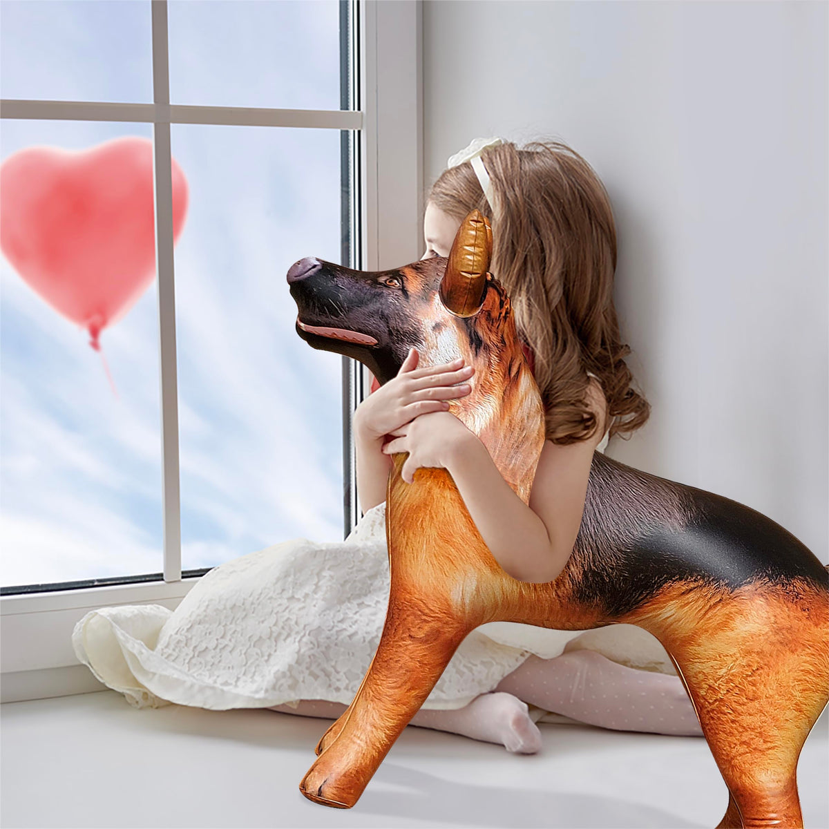 Jet Creations German Shepherd indoor classroom decor with playful pose.