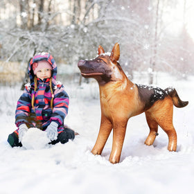 Jet Creations German Shepherd inflatable standing solo for yard display.