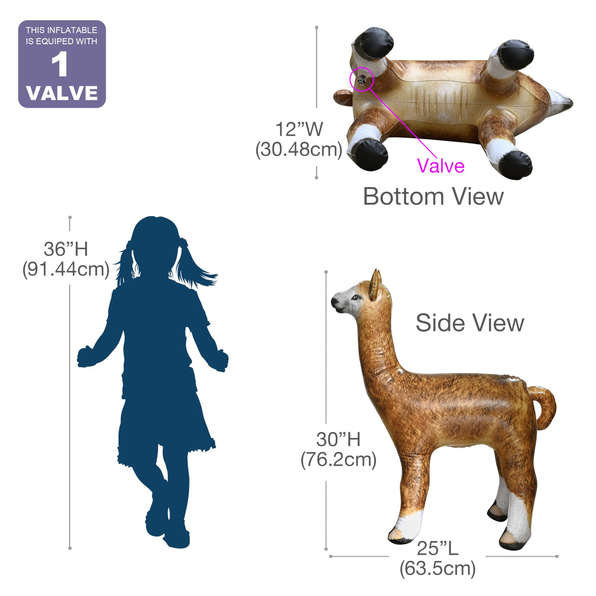 Jet Creations inflatable alpaca, child play scene for safe, imaginative fun