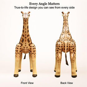 Jet Creations inflatable giraffe used as poolside décor and photo-worthy birthday accents.