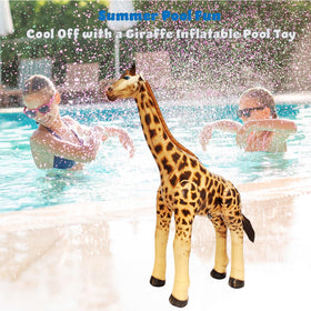 Jet Creations inflatable giraffe features a two-way valve for easy setup.