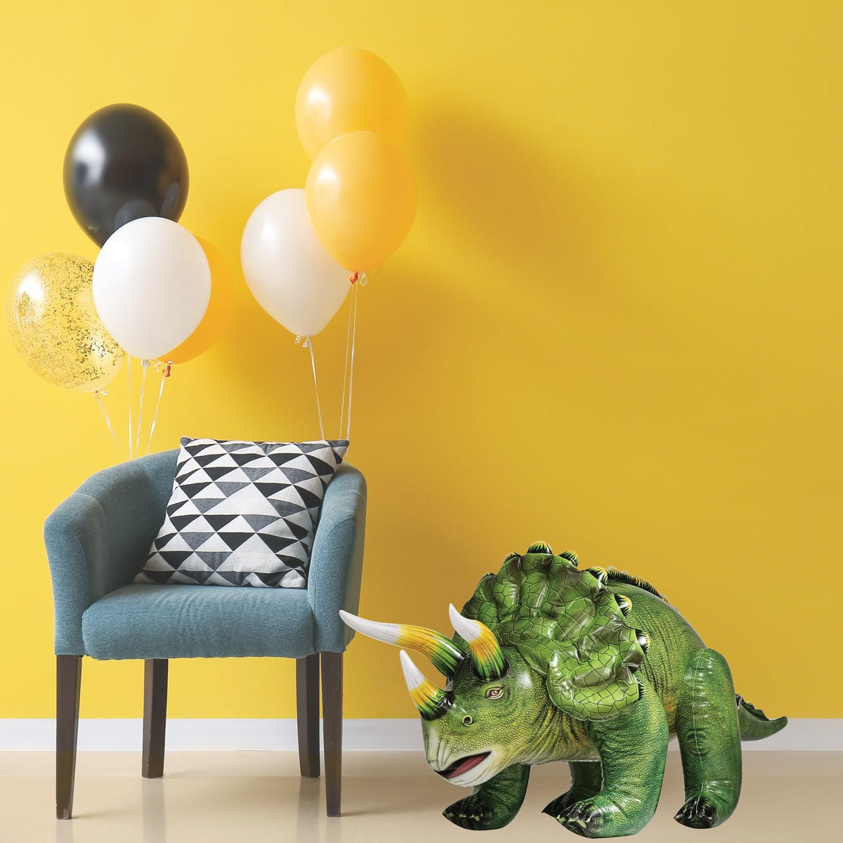 Jet Creations Triceratops inflatable head detail adds character to photos.