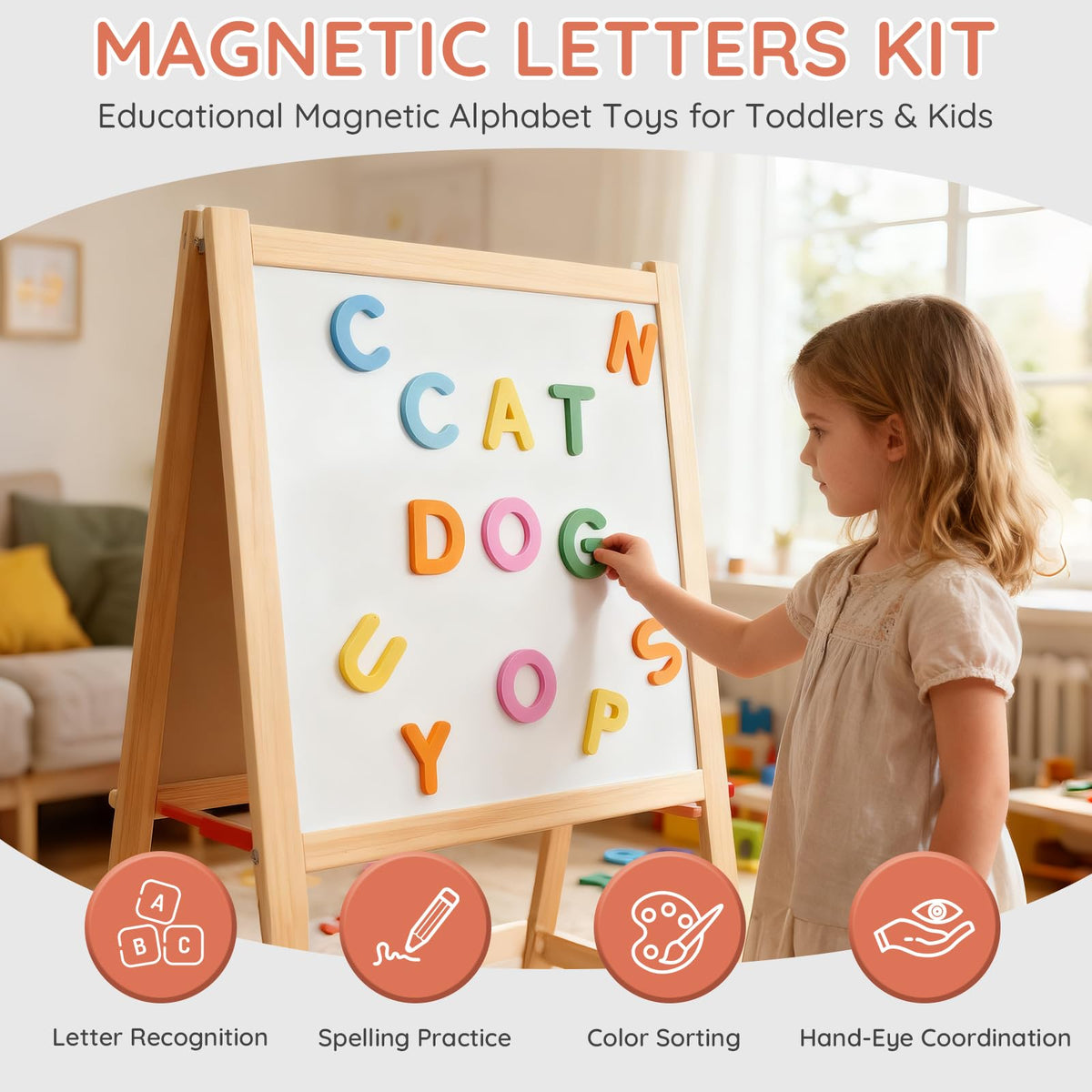 Jet Lag silicone alphabet letters soft texture and neutral tones fit any space.
