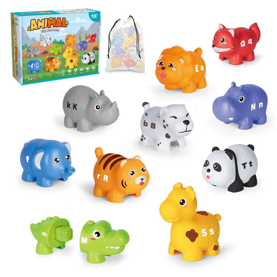 Jetbotell ABC Animal Match 52-pcs kit promotes early letter recognition through interactive play.