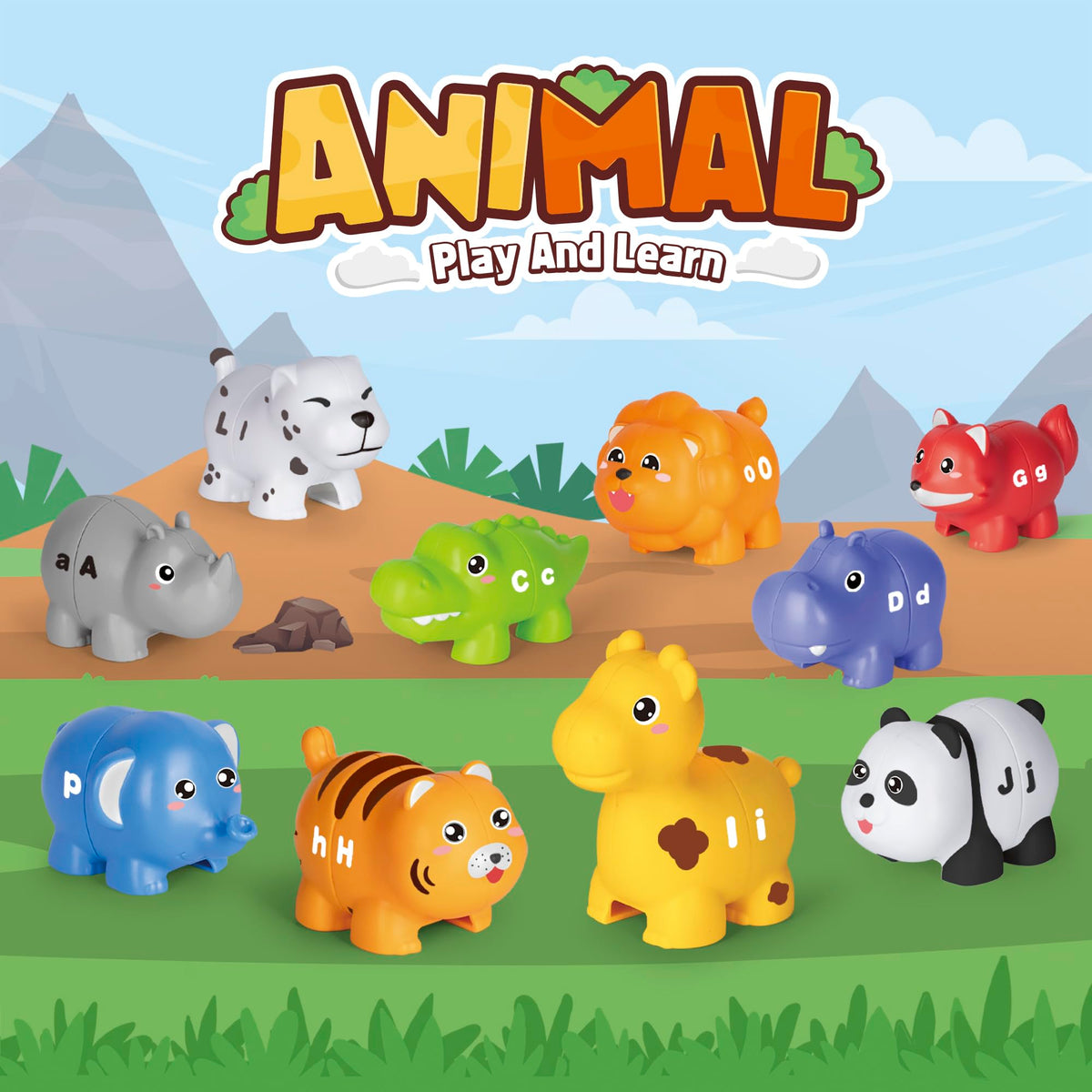 Jetbotell animal halves interchange close-up shows halves snapping together for engaging matching play.