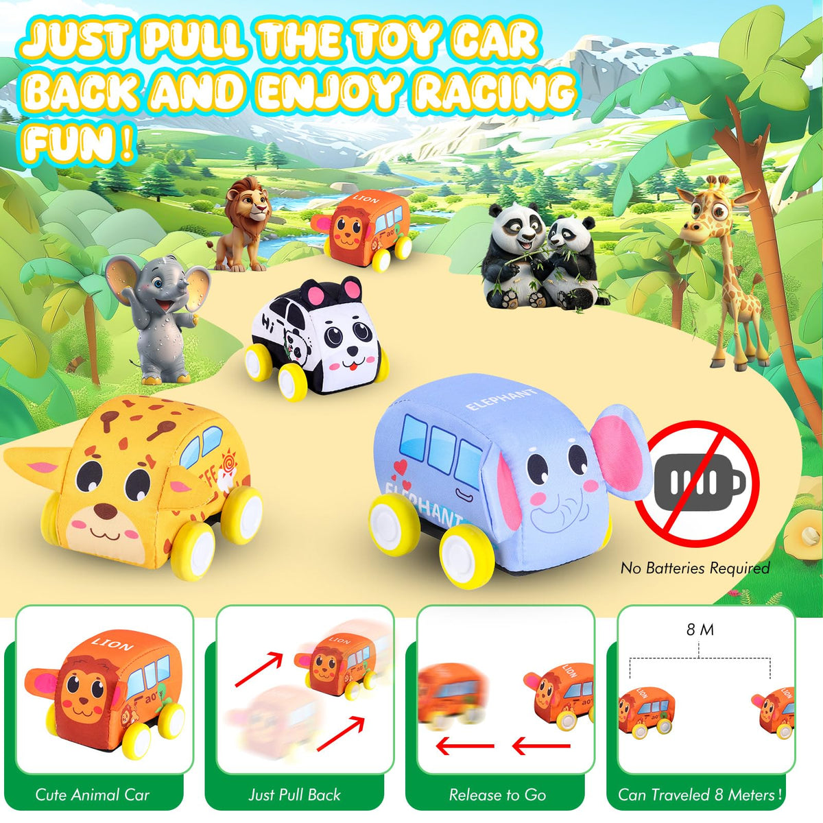 Jetbotell lion pull back vehicle encourages cause and effect on the floor