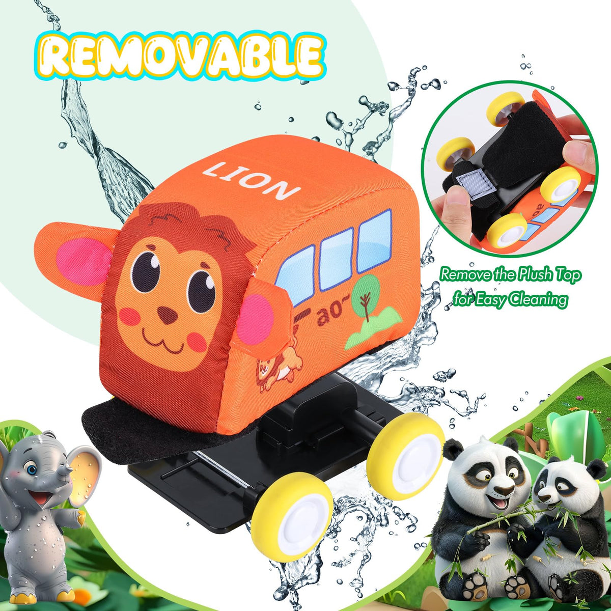 Jetbotell panda pull back vehicle boosts exploration and fine motor precision