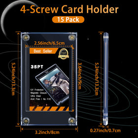 Jetec clear screw-card protectors with four corner screws protect trading cards