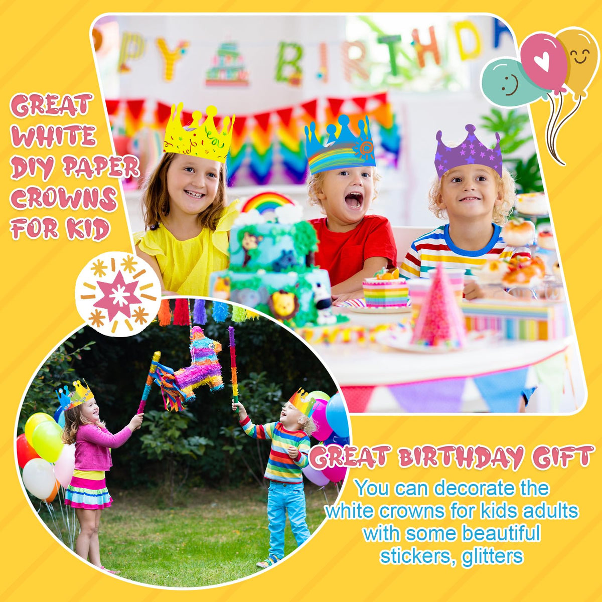 Jetec adjustable crowns fit most head sizes for easy party participation