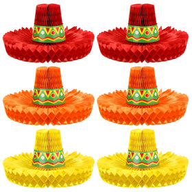 Jetec sombrero honeycomb centerpiece enhances festive table decor with bright color.