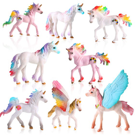 Jetec unicorn toy figurine set with eight poses for party decor and imaginative play.