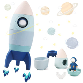 Jetm·HH rocket stack blue top view shows safe teether and stacking play