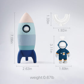 Jetm·HH silicone rocket stack blue in hand demonstrates travel-friendly design