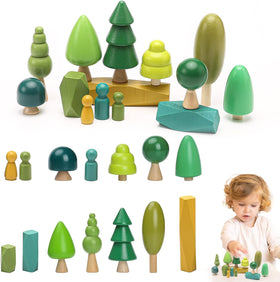 JETM·HH wooden tree toy with balancing stones promotes imaginative play and fine motor skills.