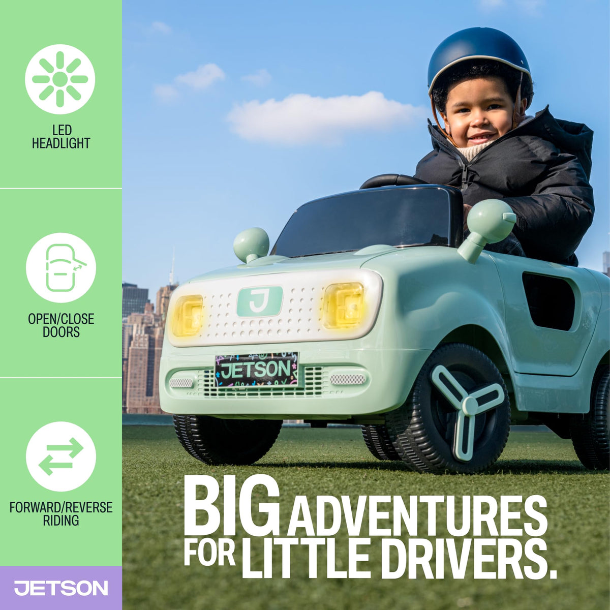 Jetson Mako remote override enables parent control during toddler rides.