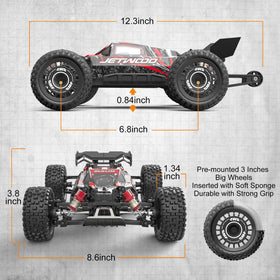 Jetwood 1:16 RC car DIY body with decals for customization.