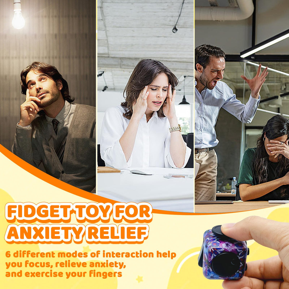 Jevuoyee 6-pack fidget cubes button interaction facilitates hands-on calm