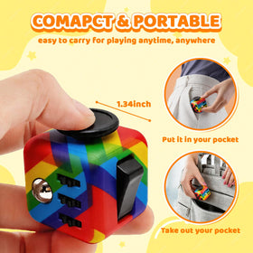 Jevuoyee 6-pack fidget cubes side view demonstrates portable stress relief for busy days