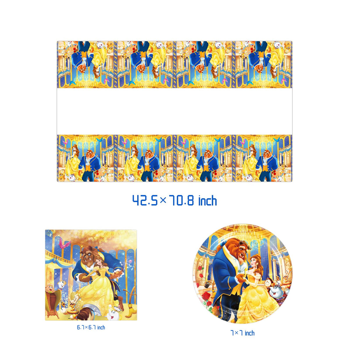 JEWUNO Beauty and the Beast plates 7-inch for a playful table setting.