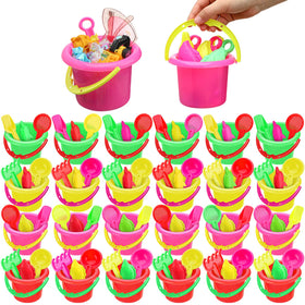 Jexine colorful sand buckets for kids, ideal for beach play and easy carrying.