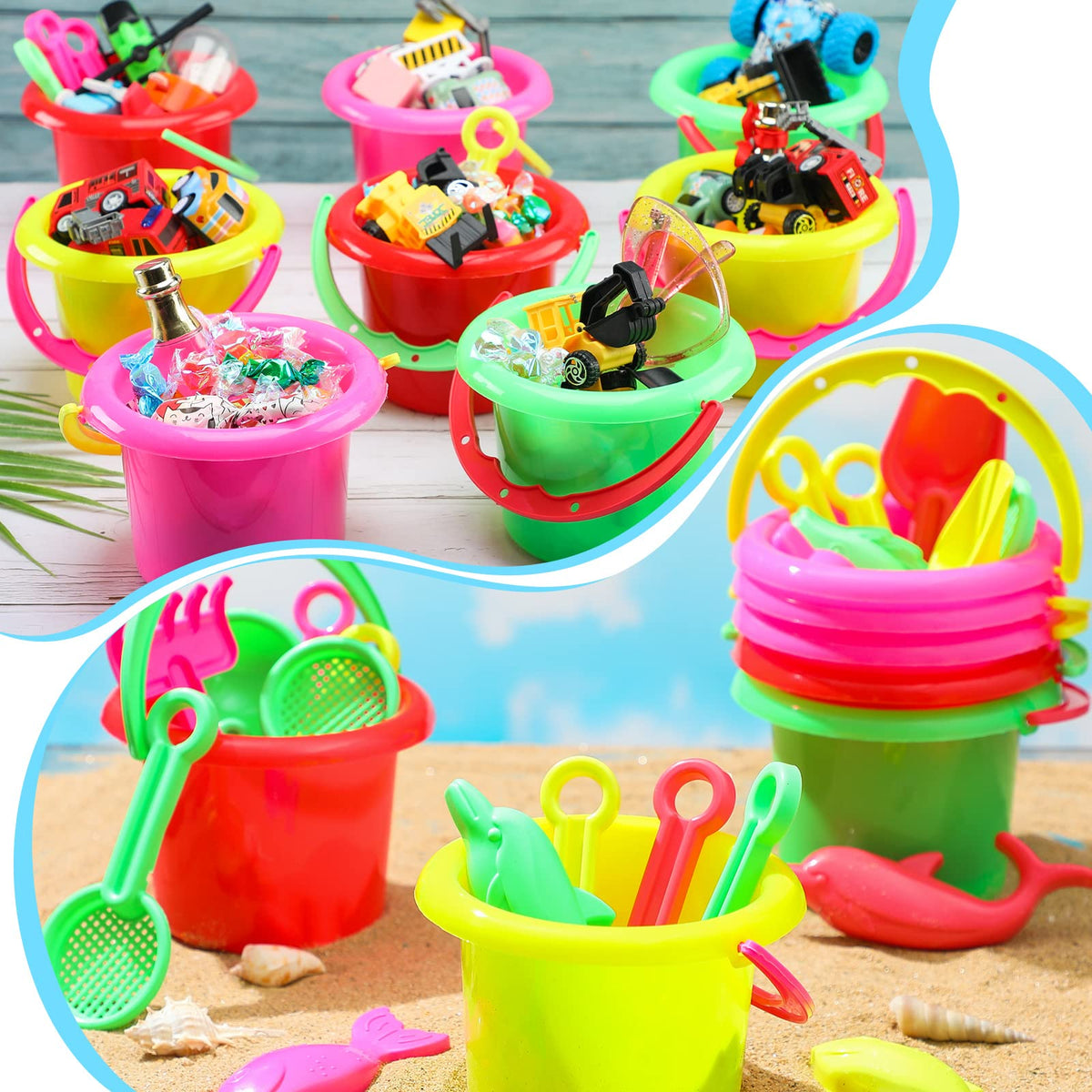Jexine shovels and rakes with sturdy grips for quick sandcastle builds.