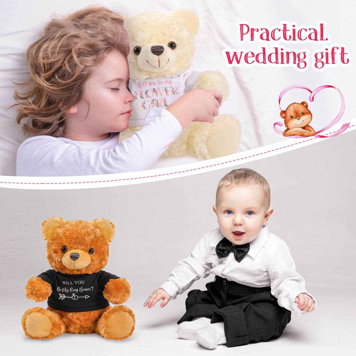 Jexine ring bearer plush invites guests' smiles and serves as a cuddly keepsake.