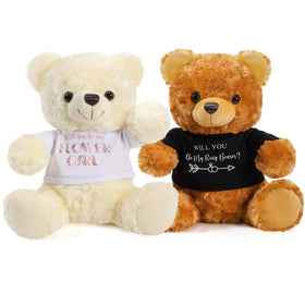 Jexine flower girl bear with outfit, a charming will you be my flower girl gift.