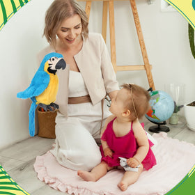 Jexine Macaw parrot plush craftsmanship patterns show hand-painted details.
