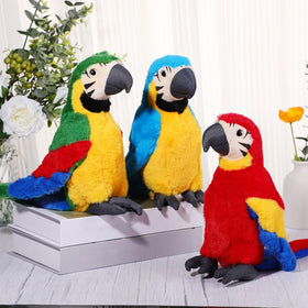 Jexine Macaw parrot plush red edition features 3D facial design.