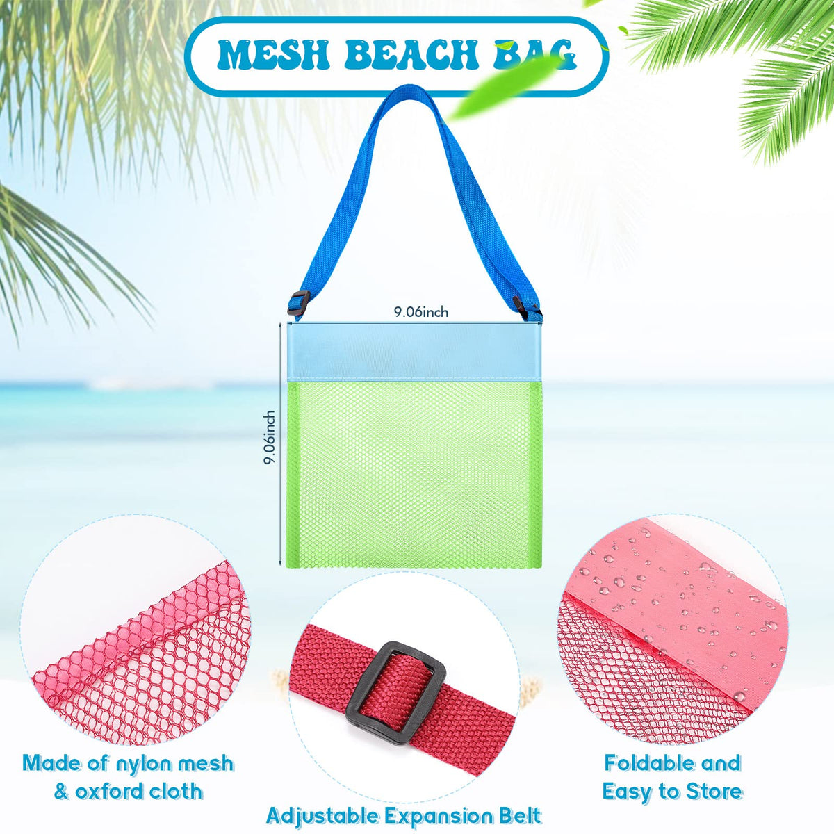 Jexine mesh-material closeup highlights breathable fabric ideal for sandy days.