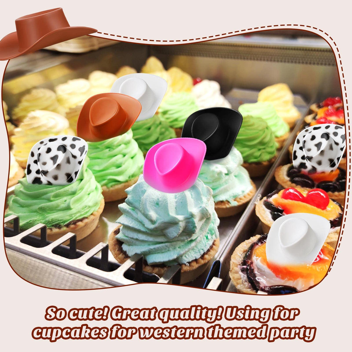 Jexine brown mini cowboy hat ideal for gifts and party events